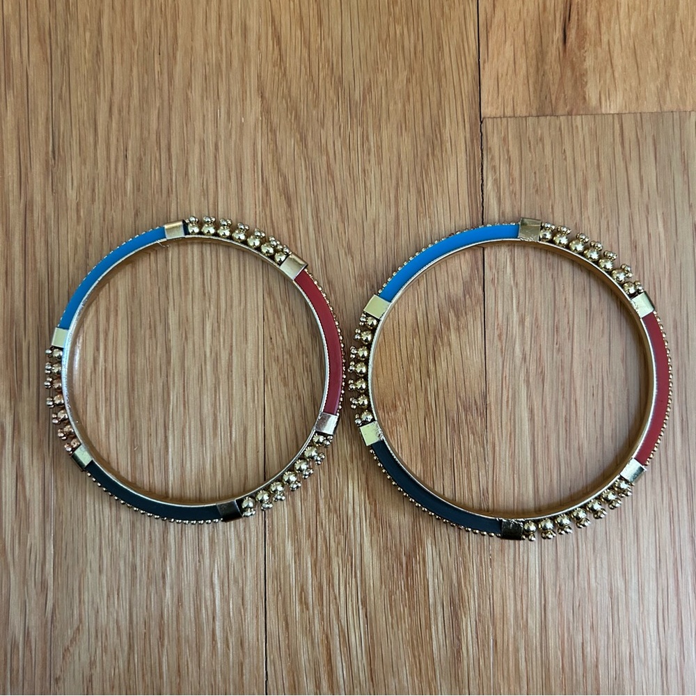 Colorful Beaded Gold Bangles Set - Picture 4 of 6